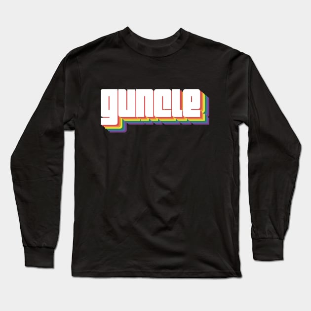 Guncle – Retro rainbow shadow – lgbt gay uncle Guncle's Day  humorous brother gift Long Sleeve T-Shirt by guncle.co